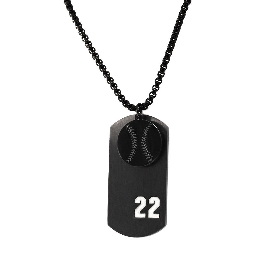 Baseball Number Necklace black 