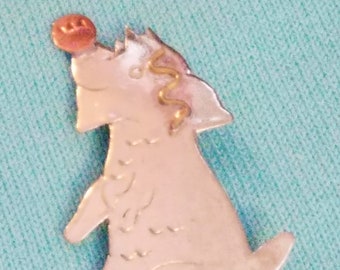 Silver Dog Brooch