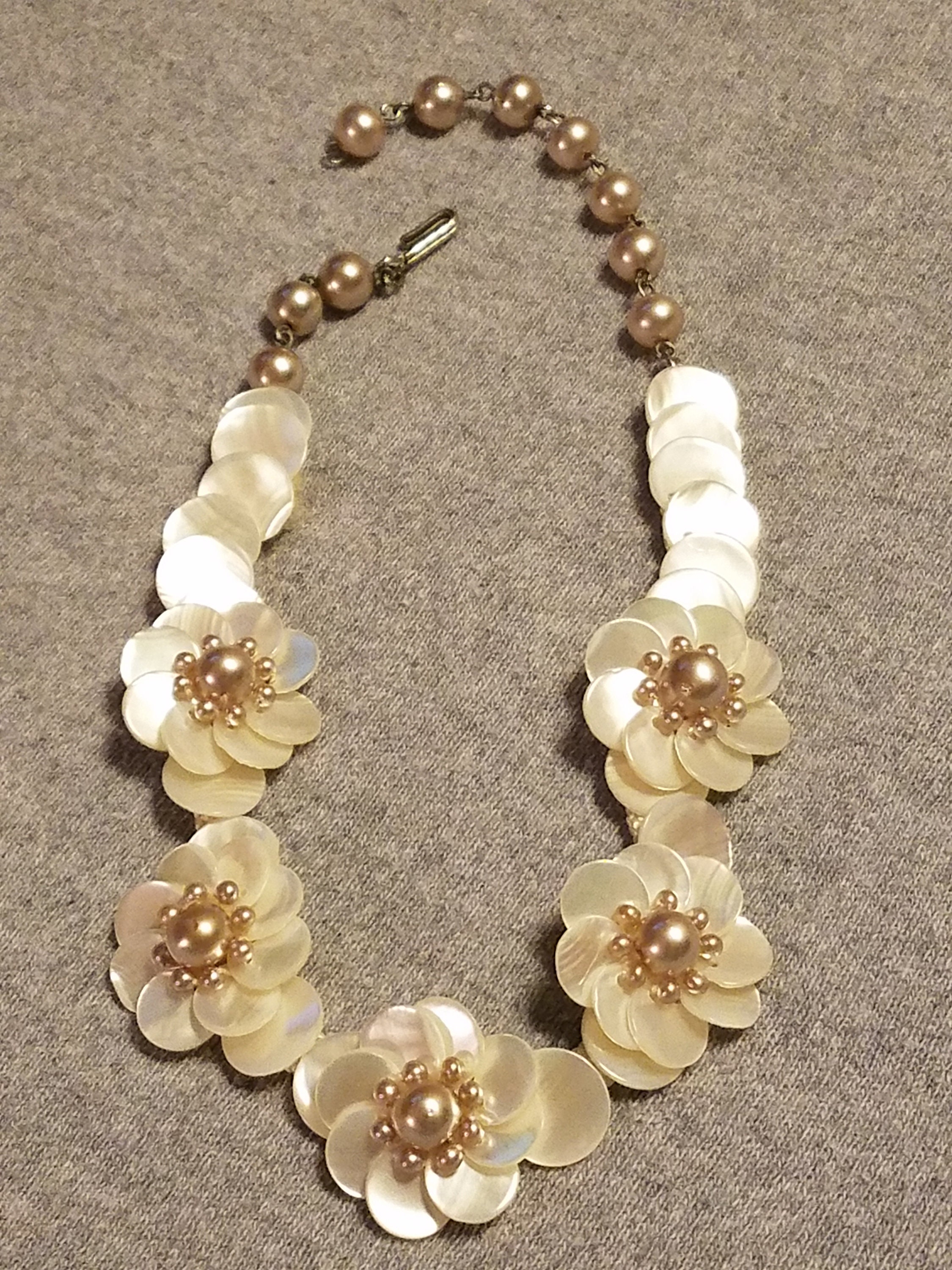 Mother of Pearl Flower Necklace Etsy