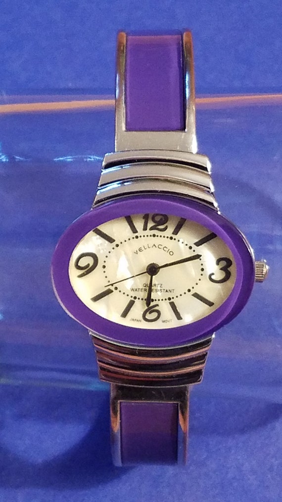 Silver and Purple Bracelet Watch