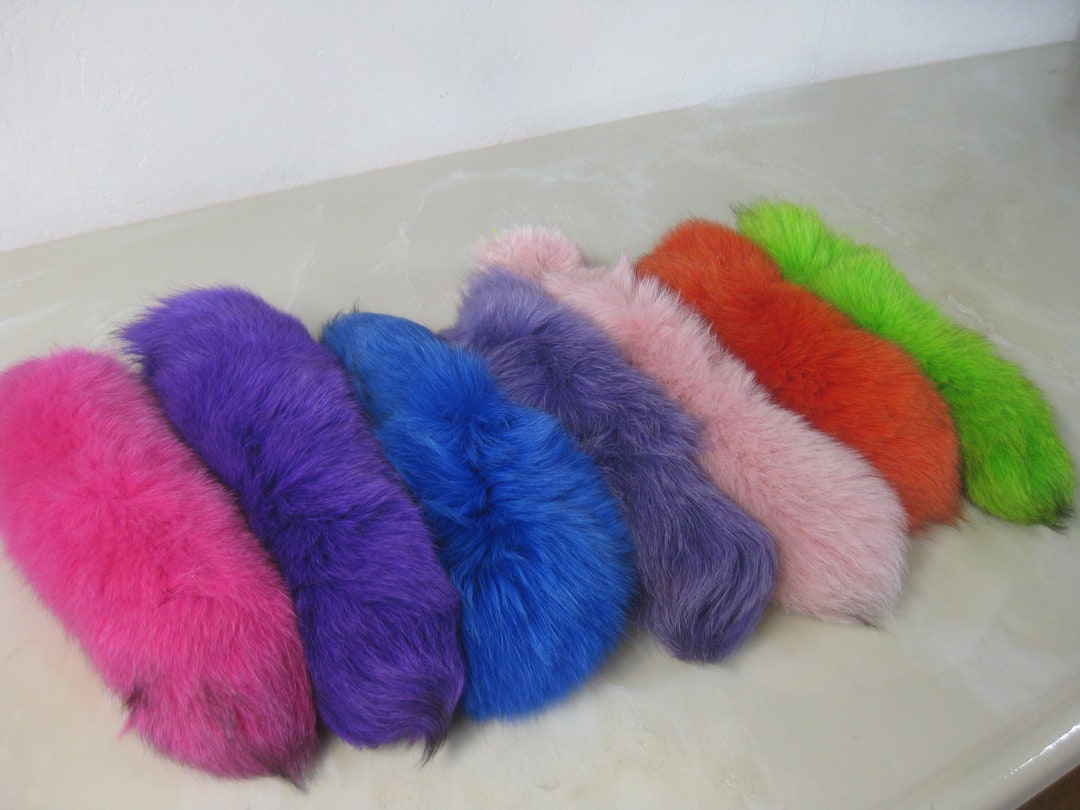 Large Tanned Dyed Ranch Fox Tails Soft and Bright Solid Colors Etsy