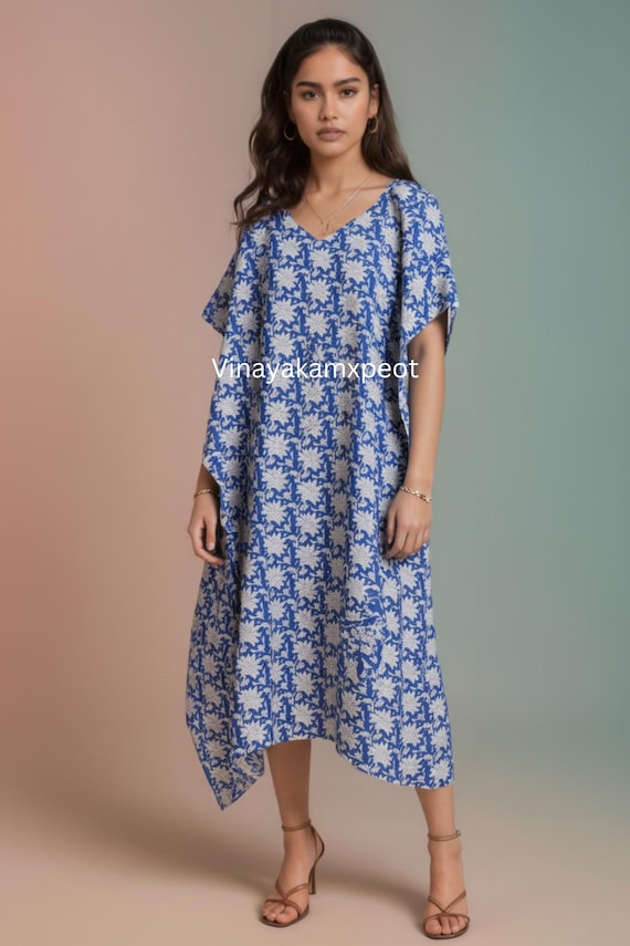 100 cotton kaftan dress 1PC Indian Vintage 100% Cotton Long Beach Maxi Kaftan Dress Caftan Kimono