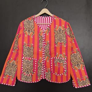 Indian Cotton Quilted Jacket – Hand Block Print, Ethnic Boho Coat, Unique Gift for Women
