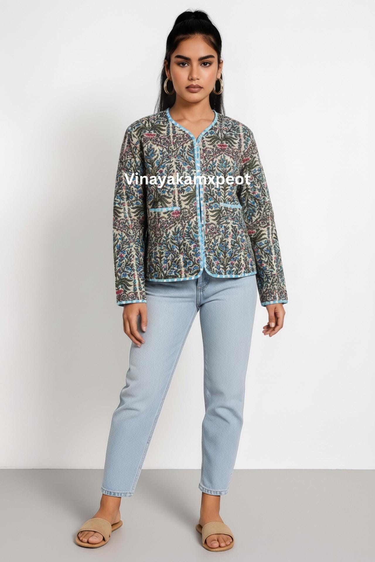 Floral Reversible Crop Quilted Jacket With Pockets for Women - Etsy