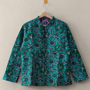 Hand Block Print Cotton Coat – Indian Quilted Jacket for Women, Cozy Layering & Unique Gifting Idea