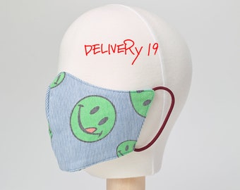 Delivery19 / Masque pour le visage Smile avec filtre / Filtre intégré / coton, design, kpop, masque en tissu