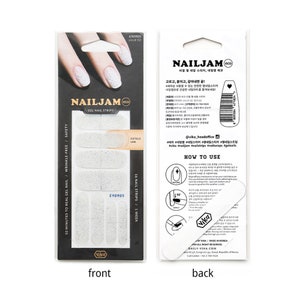 White Glitter Gradation Nail Art / E90905G Lillie / VIKA NAILJAM ECO Gel Nail Stickers / Nail Wraps for women / Nail Strips / Solid Nail image 3