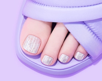Glitter Rain Design Toe Nails / P00508 Gloriously /VIKA NAILJAM eco Gel Pedi Stickers / Toenail Wraps / Pedicure Pedi Strips / Nail Strips