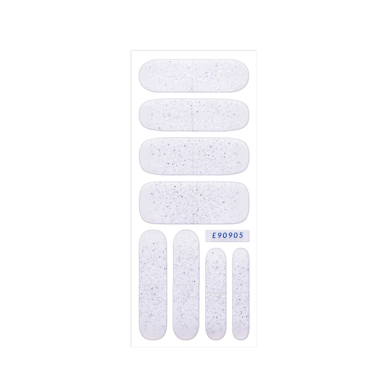 White Glitter Gradation Nail Art / E90905G Lillie / VIKA NAILJAM ECO Gel Nail Stickers / Nail Wraps for women / Nail Strips / Solid Nail image 4