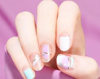 Pastel Paint Brush Stroke Nail Art / 8S30 Artistic Minds / VIKA NAILJAM Gel Nail Strip / Nail Wraps / Nail Stickers / Ongle / Ongles