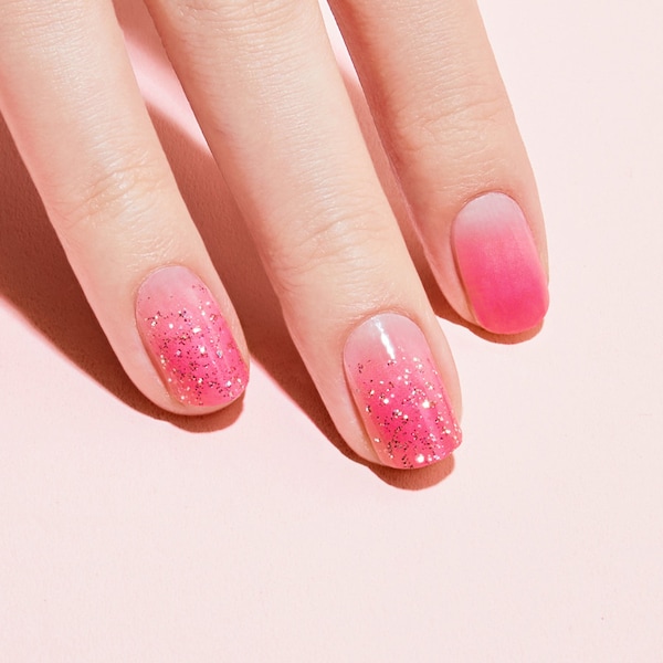 Pink Glitter Nail / E90605 Dreaming / VIKA NAILJAM ECO Gel Nail Stickers / Nail Wraps / Nail Strips / Domestic Shipping to U.S.A & Canada