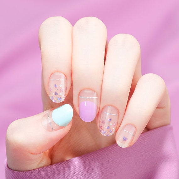 Vacation Nail Shop Pastel Puffy Heart Nail Stickers