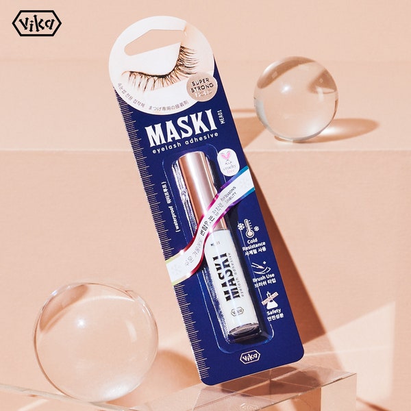 MASKI eyelashes adhesive / Cold resistance / Brush type / Safety test / Waterproof / Cruelty free / Super strong hold / Eyelashes glue