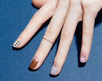 Brown Houndstooth Check Nail Art / 8F19 Choco Symphony / VIKA NAILJAM Gel Nail Strip / Nail Wraps / Nail Stickers / Toenail / Toenails