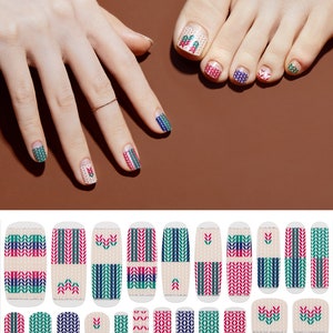 Knitting Pattern Nail Art / Winter Theme Nail / 8F05 Miss Chic / VIKA NAILJAM Gel Nail Strip / Nail Wraps / Nail Stickers / Toenail image 2