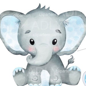 Junge Elefant Vektorgrafik, Aquarell Elefant Clip Art, skalierbares Bild für Banner, große Designs, Dusche Dekor, Kinderzimmer Wand Kunst, eps