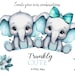 Watercolor Baby Elephant Clip Art, Turquoise Gender Neutral Elephant ...