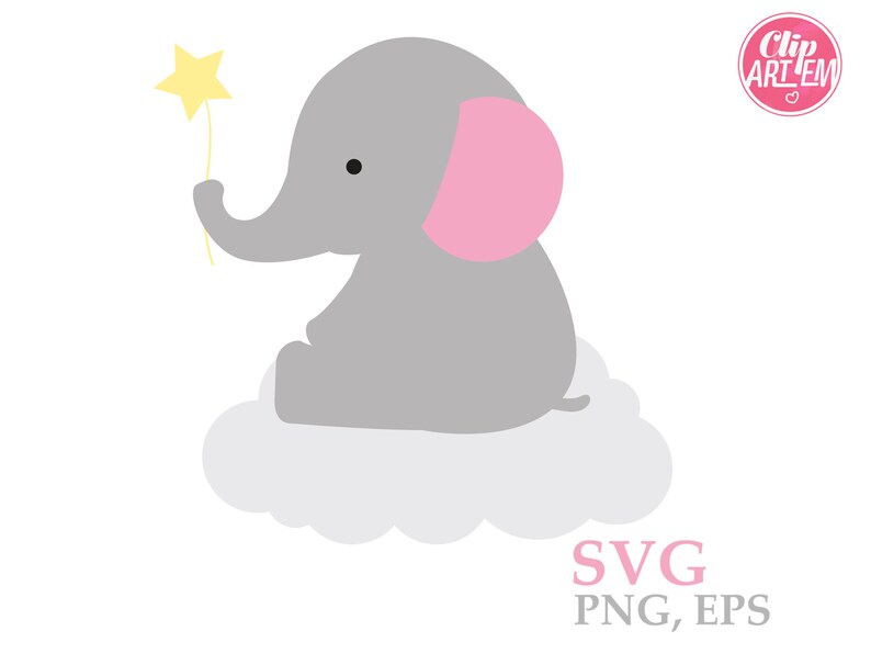 Download Baby Elephant with star sitting on cloud svg sweet dreams ...