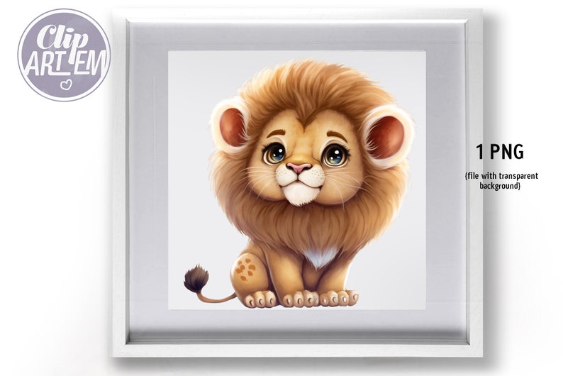 Lion Image Baby Lion Wall Art Sublimation Animal Image Etsy