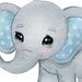 Watercolor Elephant Boy Bundle Clip Art PNG, Baby Boy Elephants Leaves ...