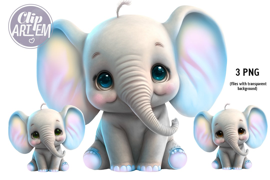Gender Neutral Baby Elephant Image, Pink Blue Elephant for Gender