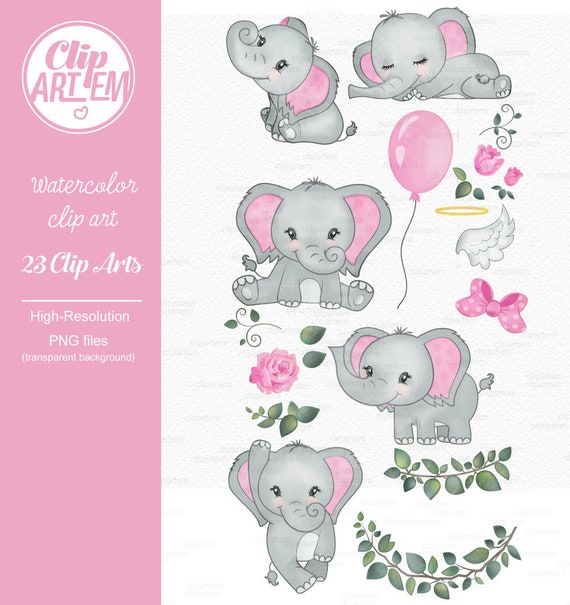 Elephant Girl Clip Art Watercolor Baby Image 0