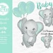 Mint Green Elephant Clip Art, Watercolor. Baby Elephant Clipart, Aqua ...