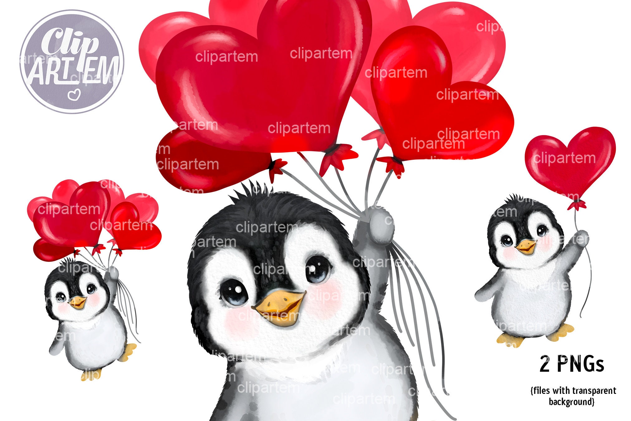 Pinguin Am Luftballon Valentinstag, Pinguin, Eben, Liebe PNG und