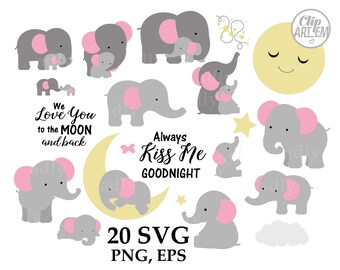 Elephant svg, cricut, sihouette elephant svg files, mommy baby elephant, twinkle little sta, comm use. Girl elephant, daddy,family clip art