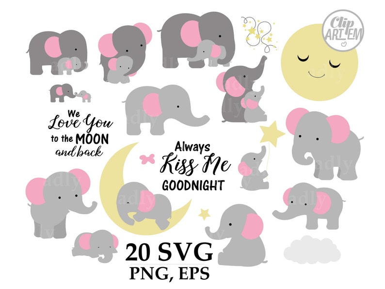 Download Clip Art Cricut Twinkle Little Sta Elephant Svg Sihouette Elephant Svg Files Girl Elephant Mommy Baby Elephant Daddy Family Clip Art Comm Use Art Collectibles