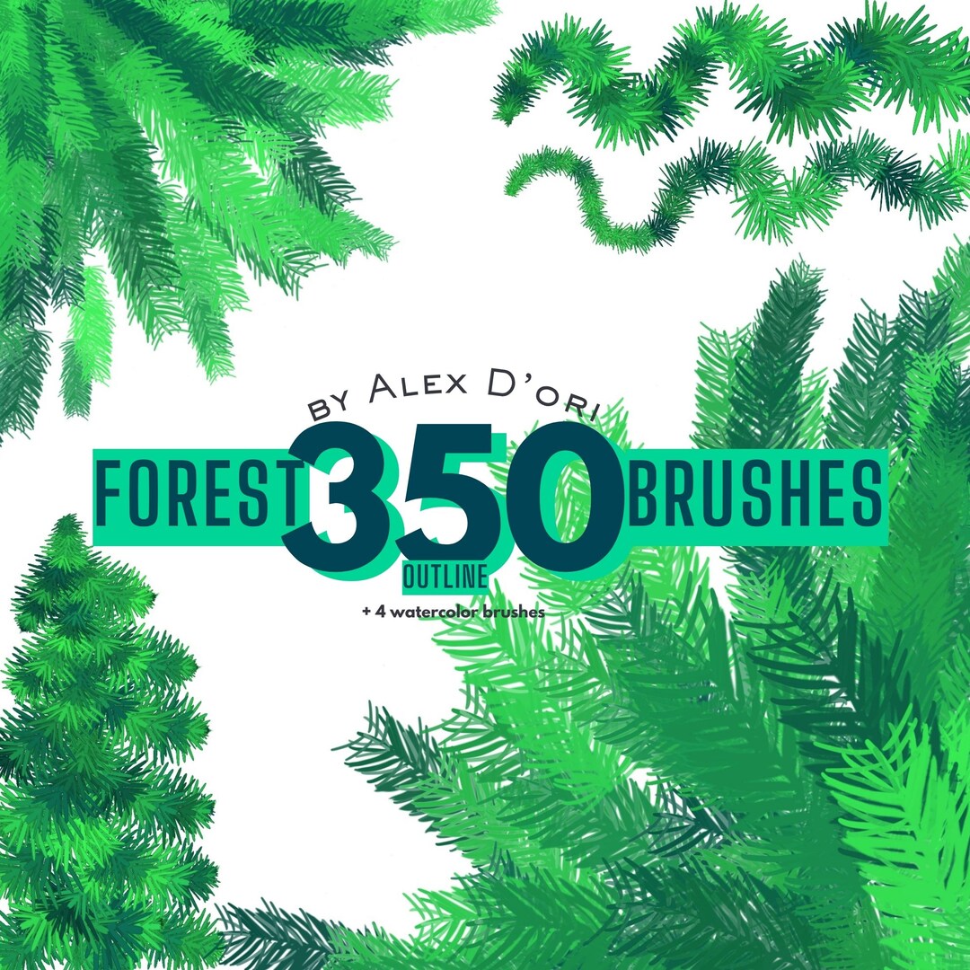 Trees and Leaves Brushes for Procreate 350 | Forest, Vines, Branches ...