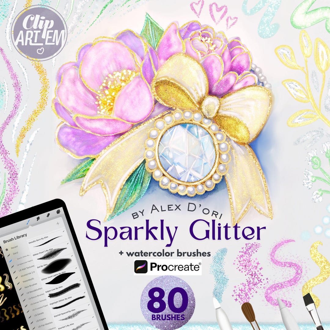 80 Glitter Brushes for Procreate and Watercolor Brushes Procreate ...