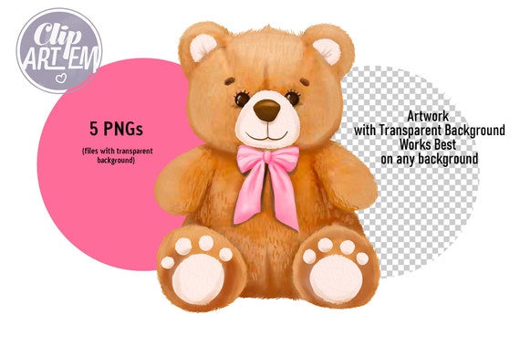 Pink Girl Bear Teddy Bear With Balloons and Pink Banner, Hearts