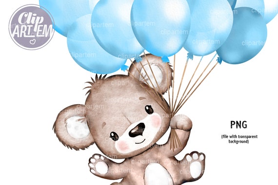 Flying teddy bear with balloons top