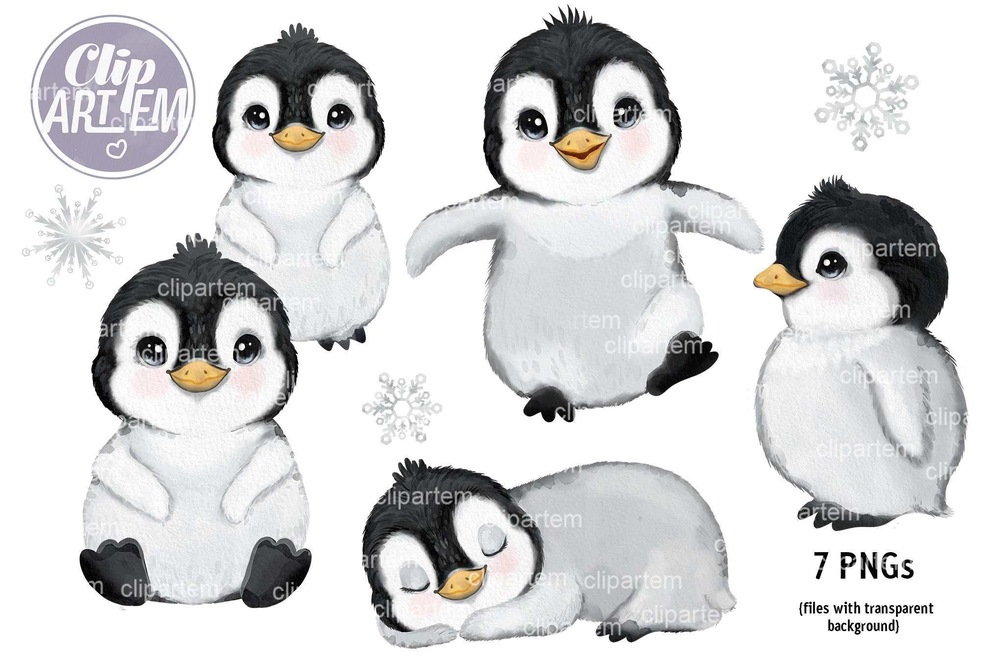 Cute Baby Penguin Clipart - 13 Graphics