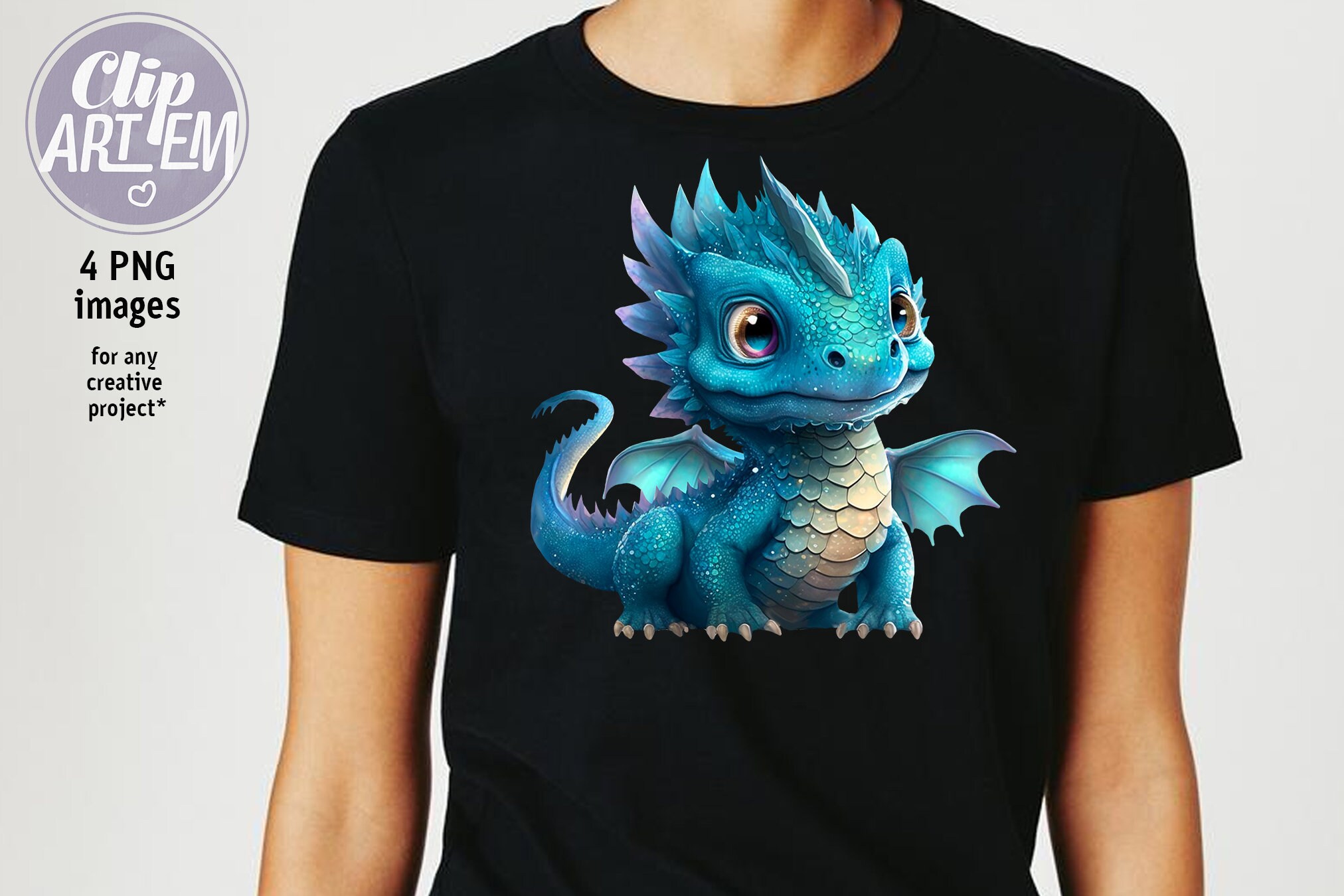 Blue Dragon Cute Png Images Illustration Set Digital Print
