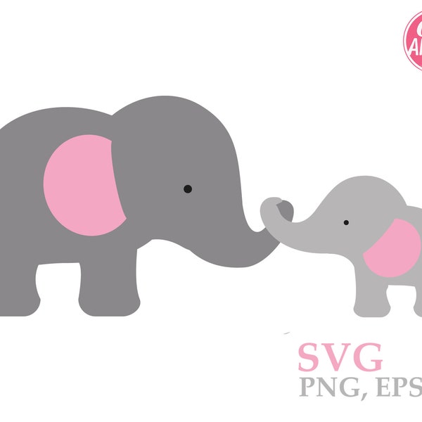 Baby Elephant svg mommy, sister, elephant love, peanut, layered cutting file, cricut, clip art, sublimation, image transfer, family, hug