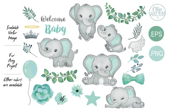 Mint Elephant Vector Files Scalable Vector Files PNG Images | Etsy