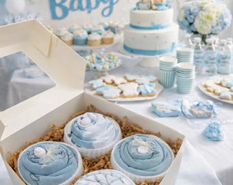 Onesie Cupcake Baby Gift Box Set, 12 Month Clothes Bouquet