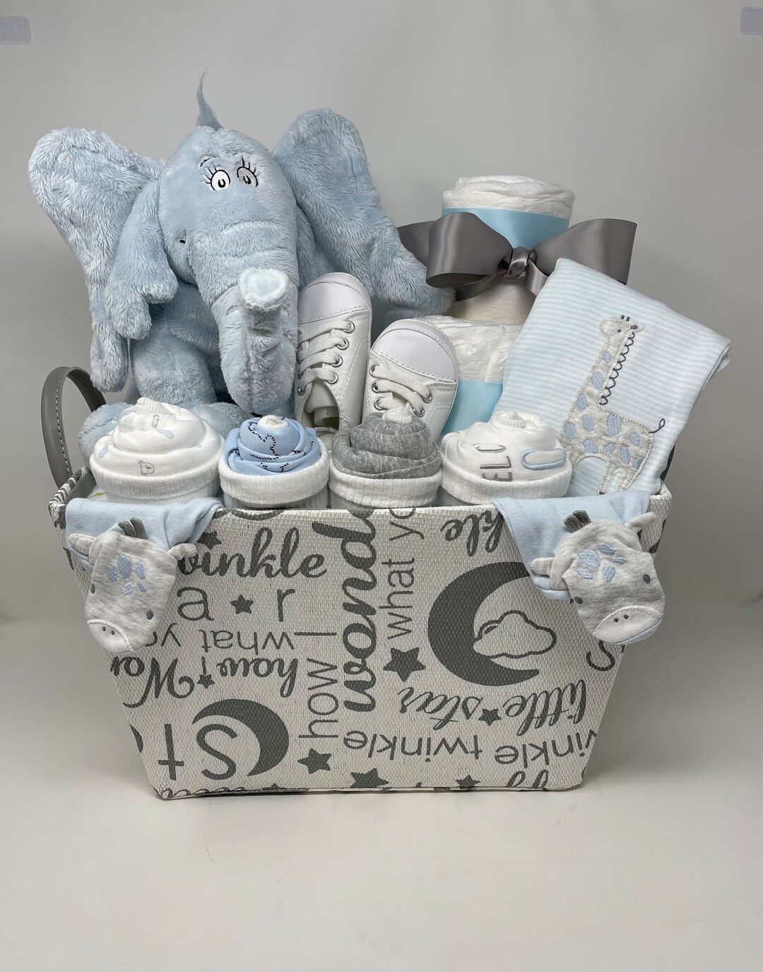 Baby Basket, Large Horton Elephant Baby Gift Basket, Boy,baby