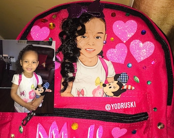 Medium 15Inch 3D Backpack | Bag with hair | Bookbag with hair | Black Girl Magic | Black Boy Joy | Black Woman