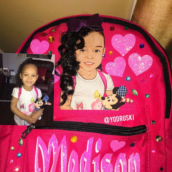 Medium 15Inch 3D Backpack | Bag with hair | Bookbag with hair | Black Girl Magic | Black Boy Joy | Black Woman