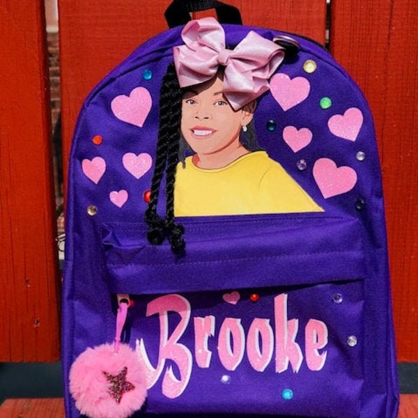 Large 17in 3D Backpack | Bag with hair | Bookbag with hair | Black Girl Magic | Black Boy Joy | Black Woman
