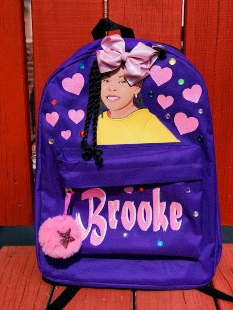 Large 17in 3D Backpack | Bag with hair | Bookbag with hair | Black Gi…