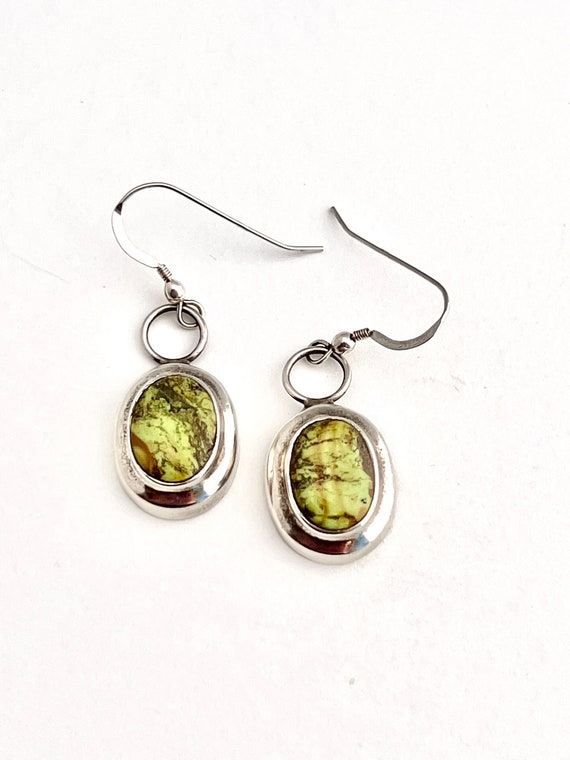 Vintage Natural Gemstone Earrings, Gaspeite and St