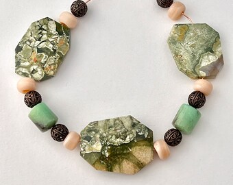 DIY Rainforest Rhyolite Jasper Bracelet Necklace Kit