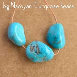 Outstanding High Grade Big Nacozari Turquoise Beads, Genuine, Northern Mexico, Bright Blue