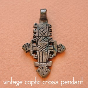 Vintage Coptic Cross Pendant, Small Rustic Ethiopian Cross, Jewelry Making Supplies