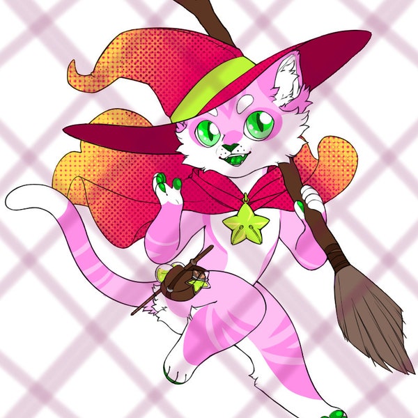 Strawberry Witch Cat Furry Character Adopt