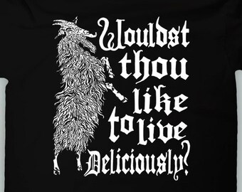 LIVE DELICIOUSLY Shirt Black Phillip the witch vvitch horror satan satanic witchcraft goth gothic devil goat grunge occult witchy cult film